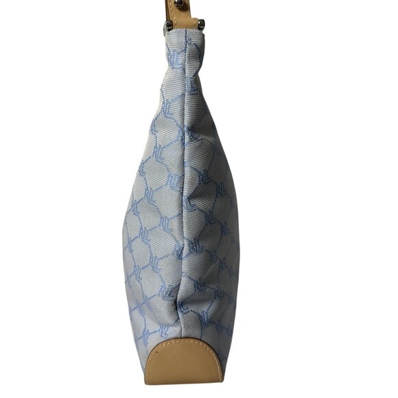 Ralph Lauren Monogram Canvas Hobo Bag Blue & Beige With Adjustable Strap - Picture 3 of 16